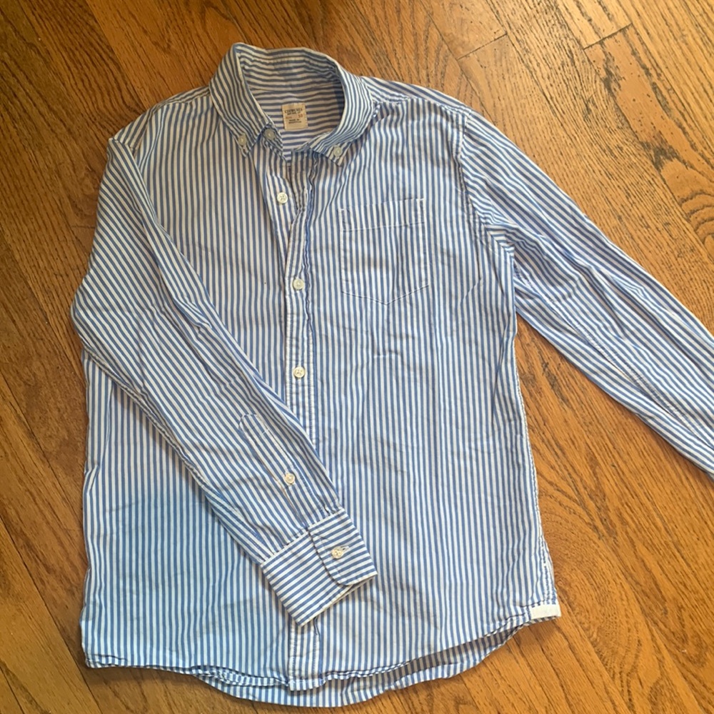 Crew cuts boys size 10 blue and white striped button down